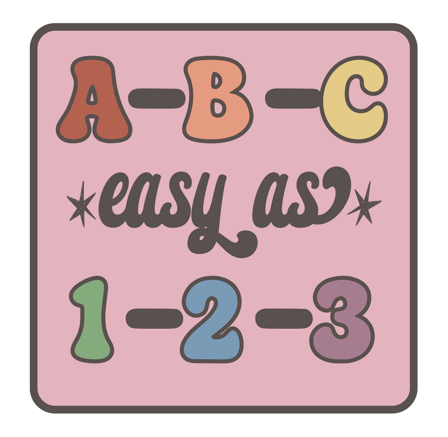 PNG - A-B-C Easy As 1-2-3 - Digital Download