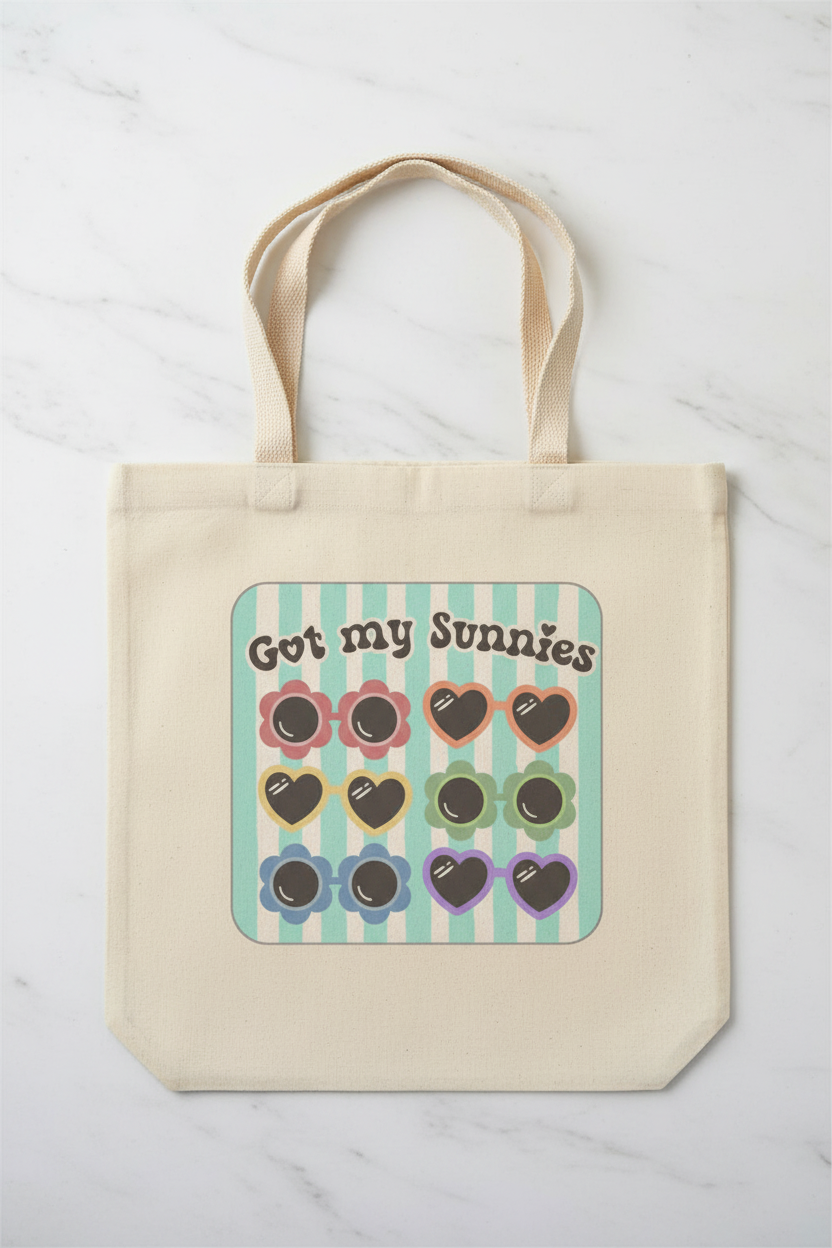 Got My Sunnies — Natural Canvas Tote Mockup
