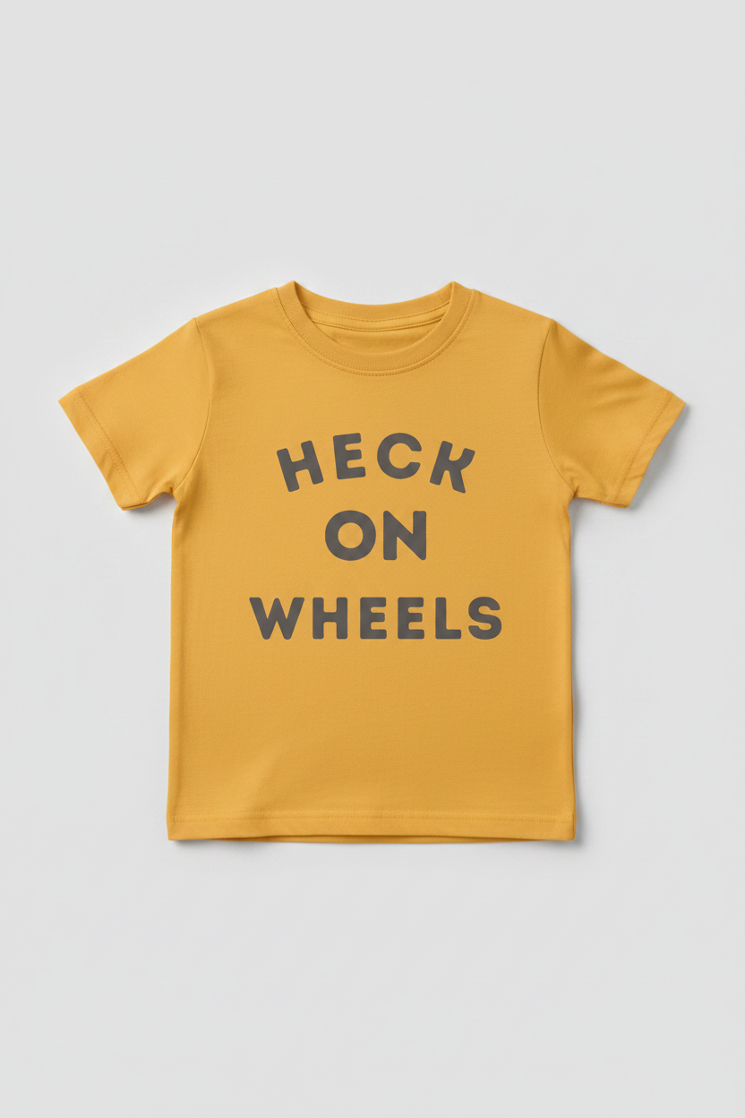 Heck On Wheels — Youth Tee Mockup #facb7c