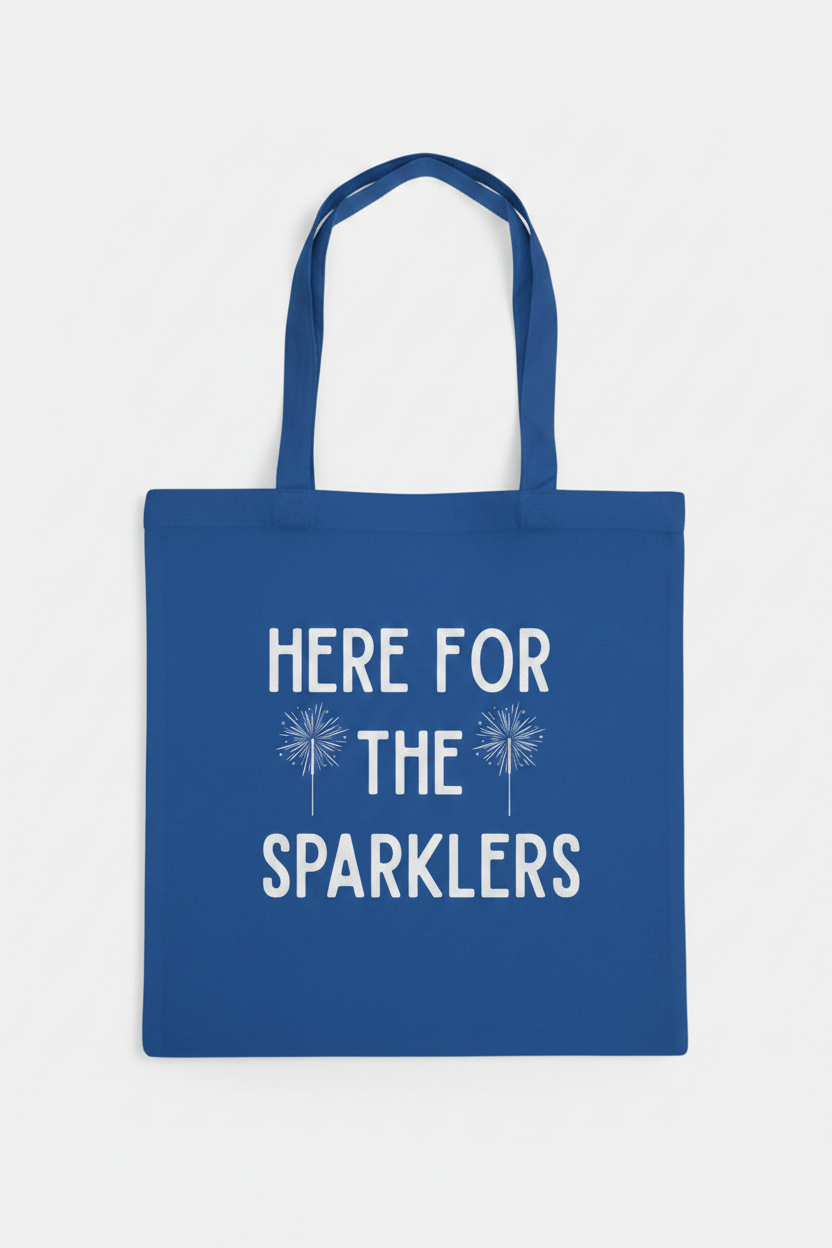 Here For The SPARKLERS – Royal Blue Tote Mockup