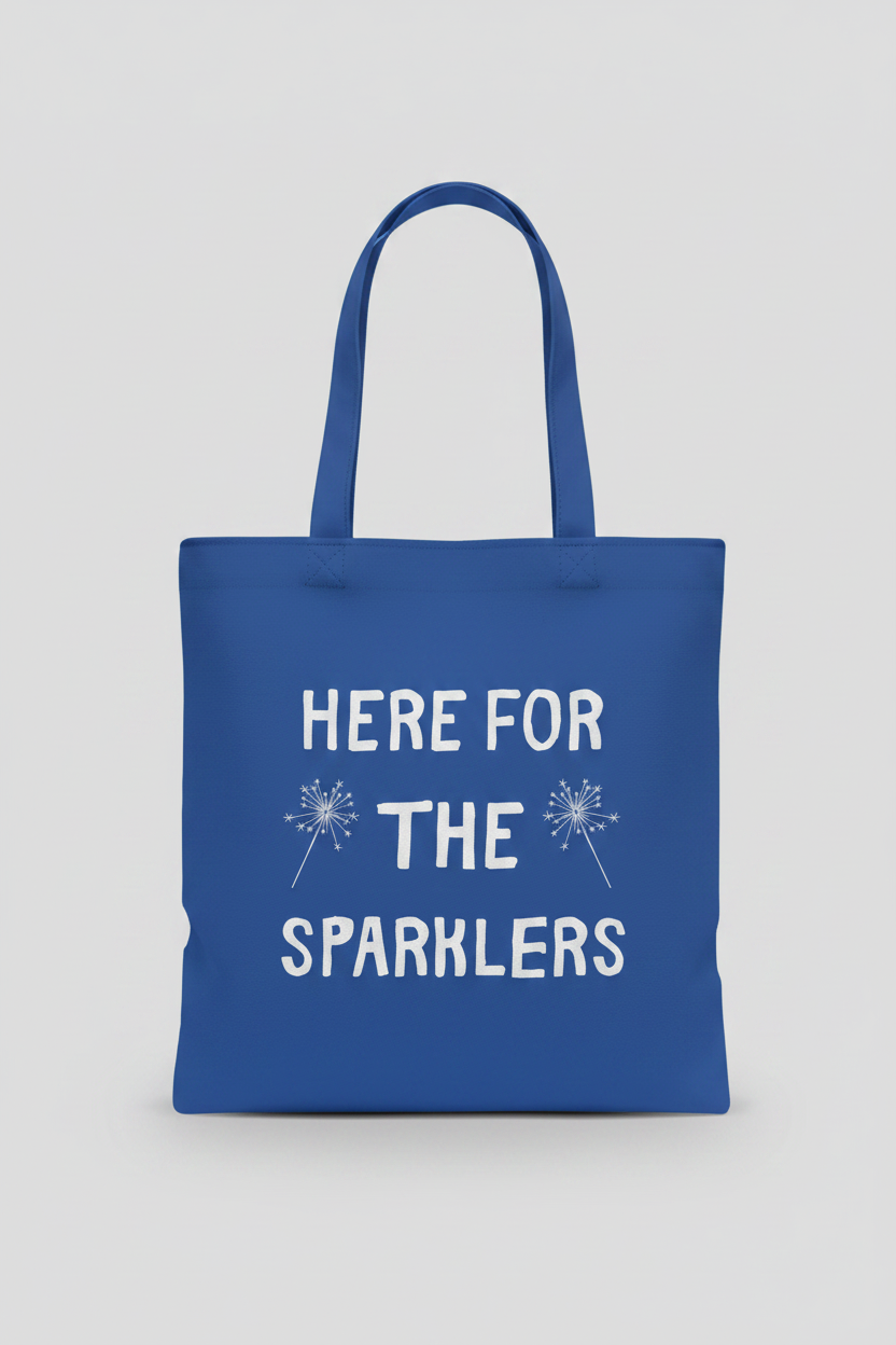 Here For The SPARKLERS V2 — Royal Blue Tote Mockup