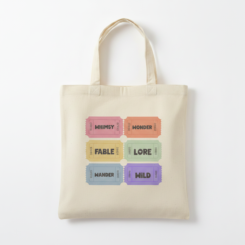 Pink Tickets mockup on tote bag
