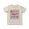 ABC Easy As 1-2-3 mockup on cream youth t-shirt