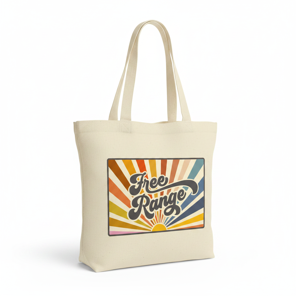 Free Range mockup on tote bag