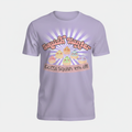 Lilac t-shirt displayed upright with Squish Hunter kawaii dumpling graphic on the chest