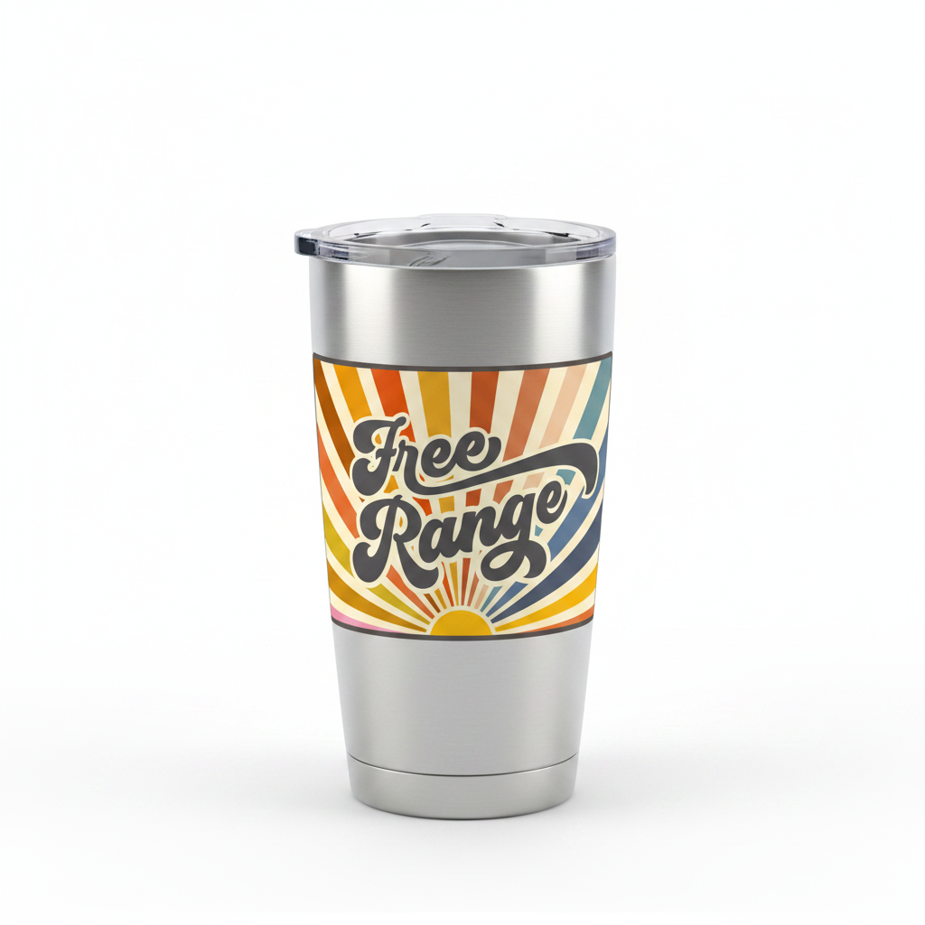 Free Range mockup on tumbler
