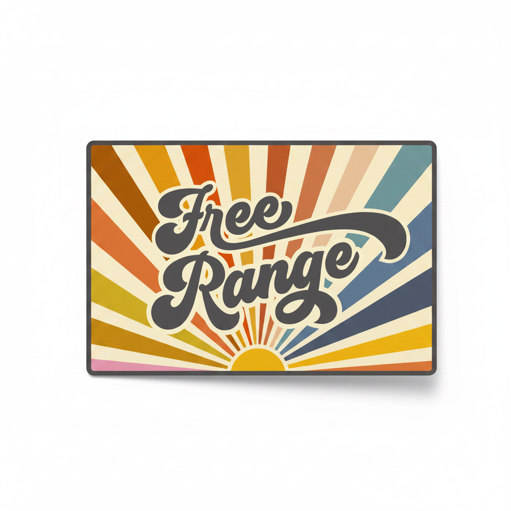 Free Range mockup as sticker