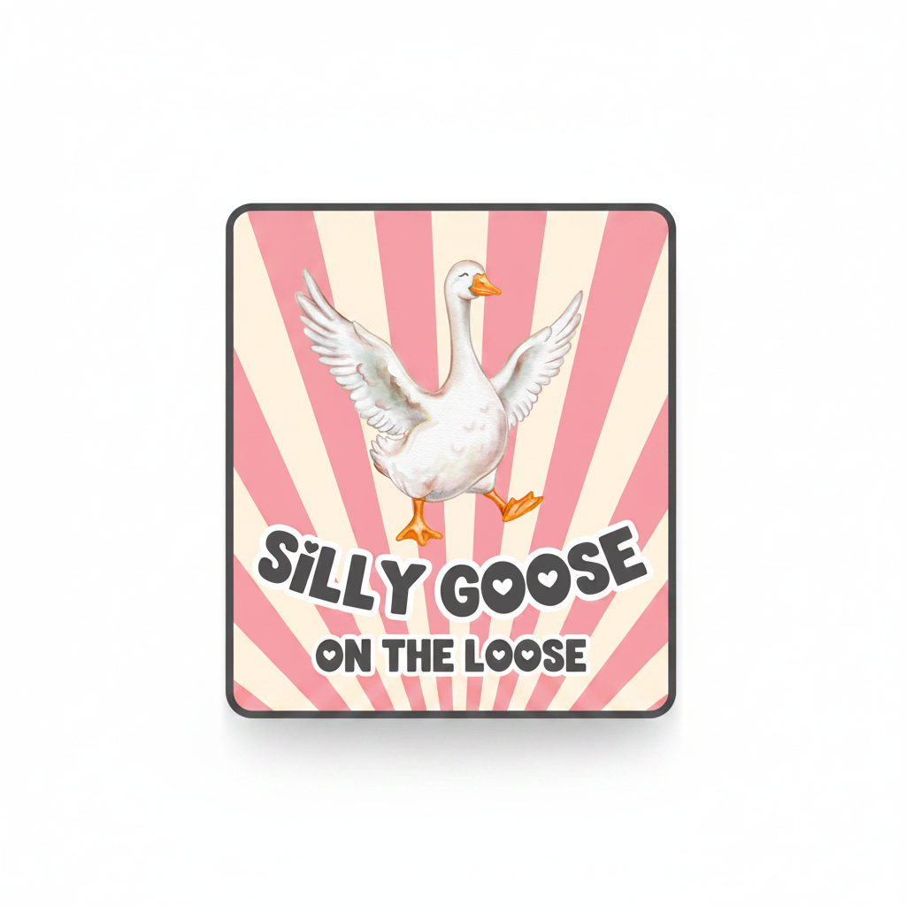 Silly Goose Pink mockup as sticker