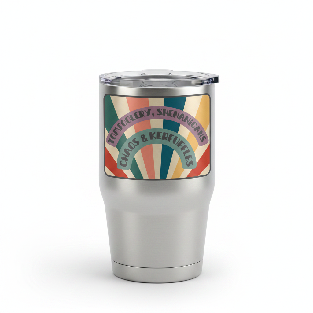 Tomfoolery mockup on tumbler