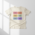 Pink Tickets mockup on cream youth t-shirt