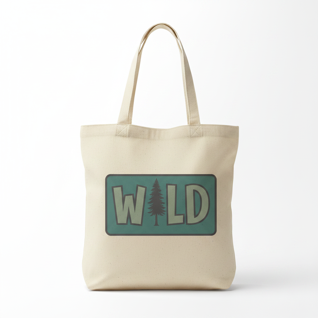 WILD mockup on tote bag