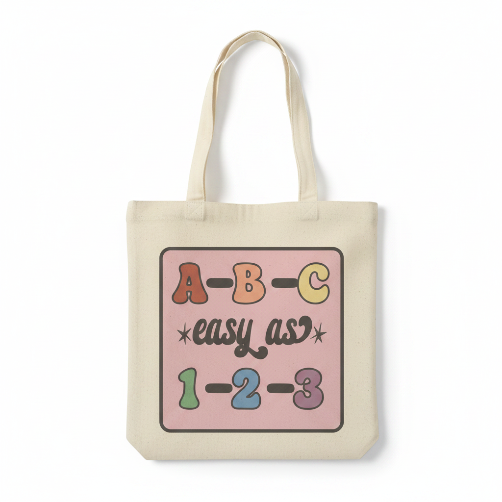 ABC Easy As 1-2-3 mockup on tote bag