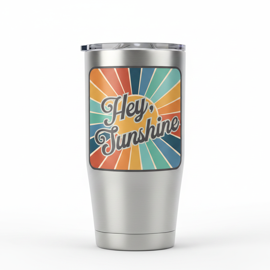 Hey Sunshine mockup on tumbler