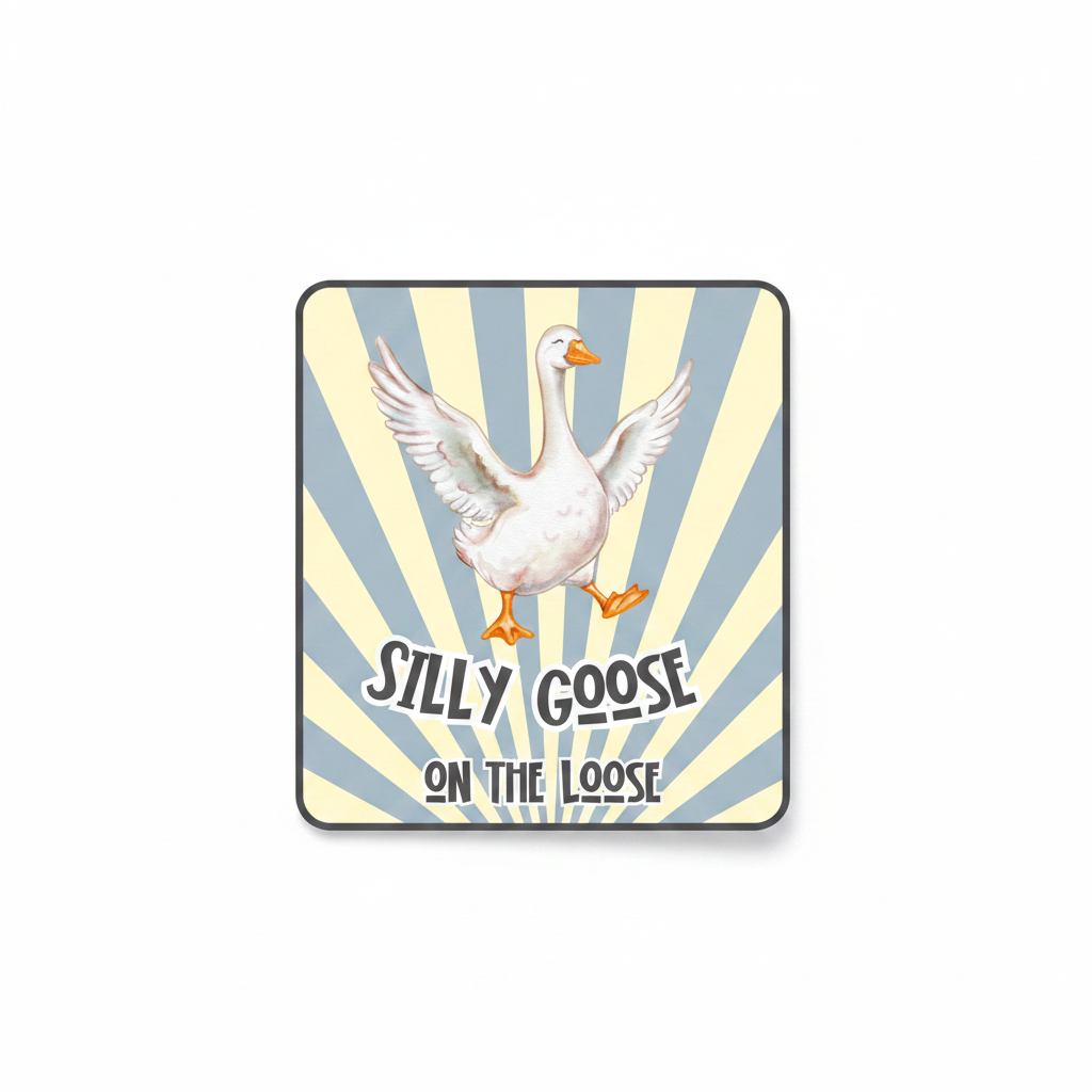 Silly Goose Blue mockup as sticker