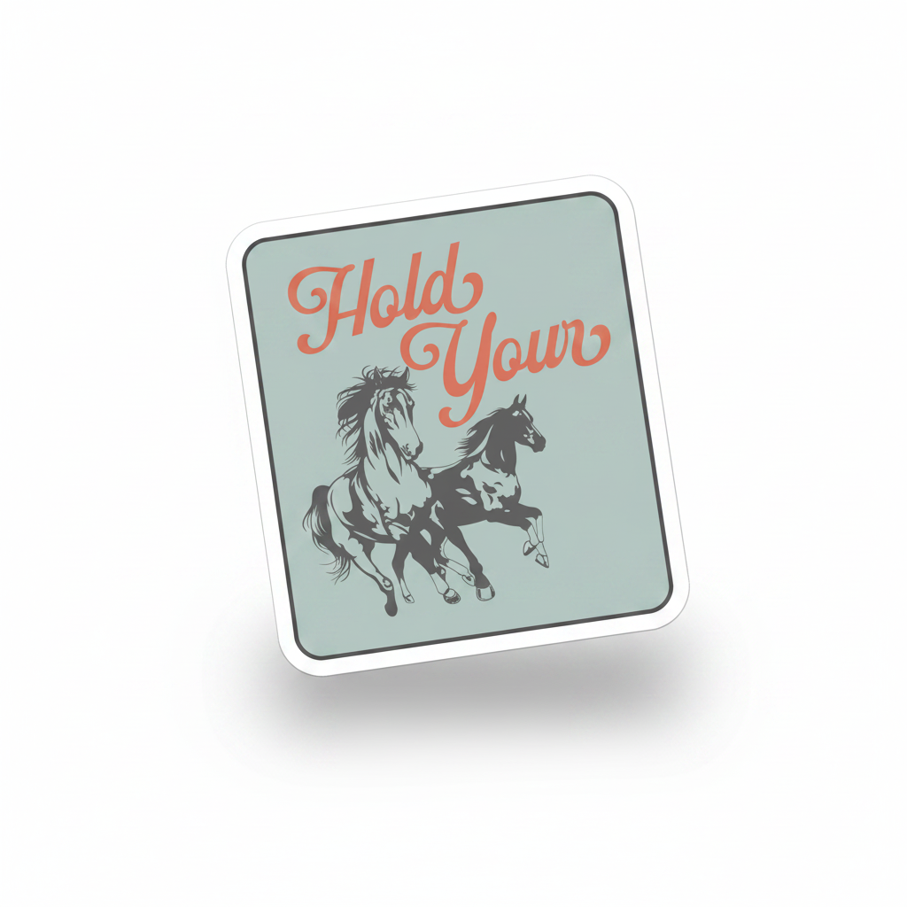 Hold Your Horses mockup as sticker