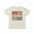 Blue Tickets mockup on cream youth t-shirt