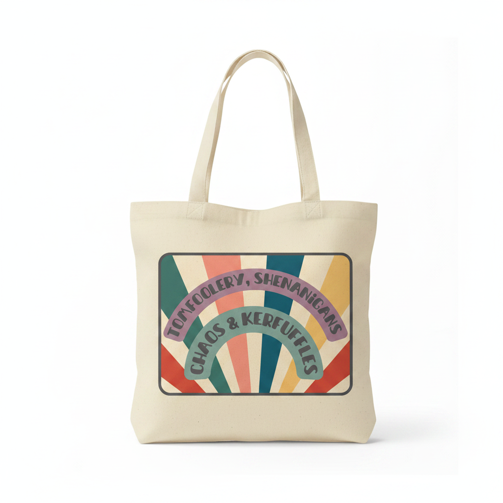 Tomfoolery mockup on tote bag