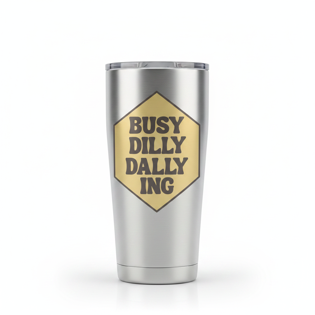 Busy Dilly Dallying mockup on tumbler