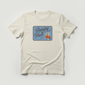 Cream t-shirt mockup featuring Raising Heck badge clipart design