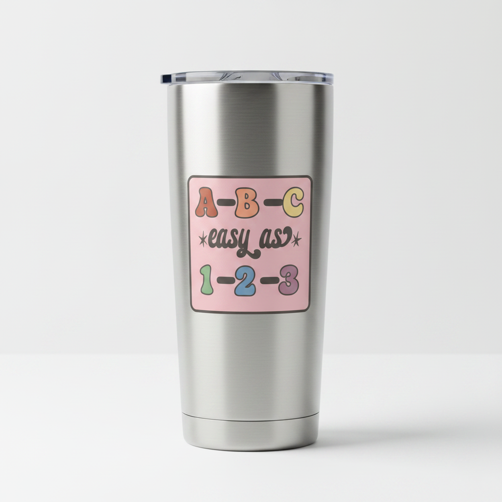 ABC Easy As 1-2-3 mockup on tumbler