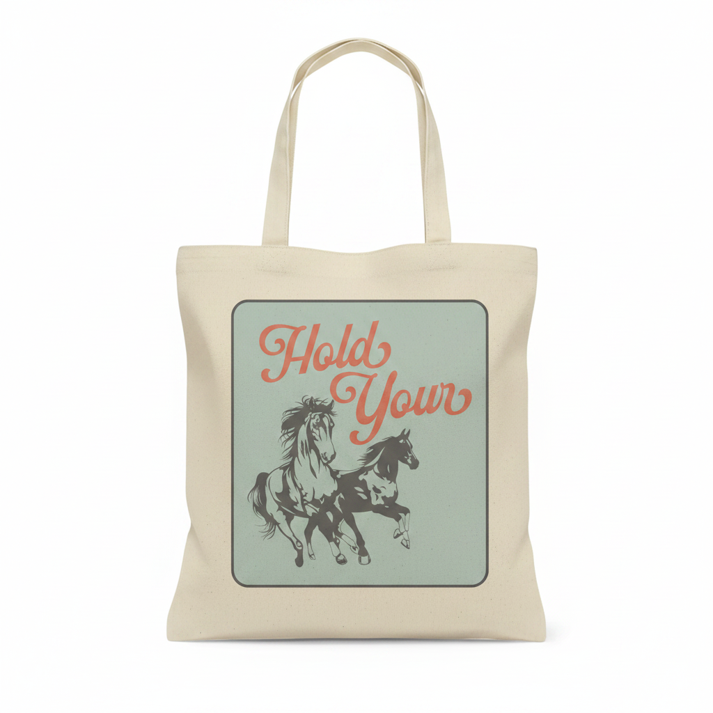 Hold Your Horses mockup on tote bag