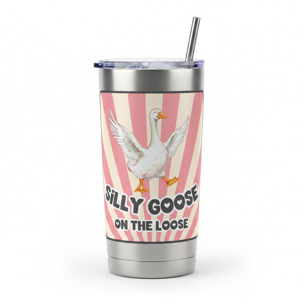Silly Goose Pink mockup on tumbler