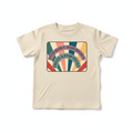 Tomfoolery mockup on cream youth t-shirt